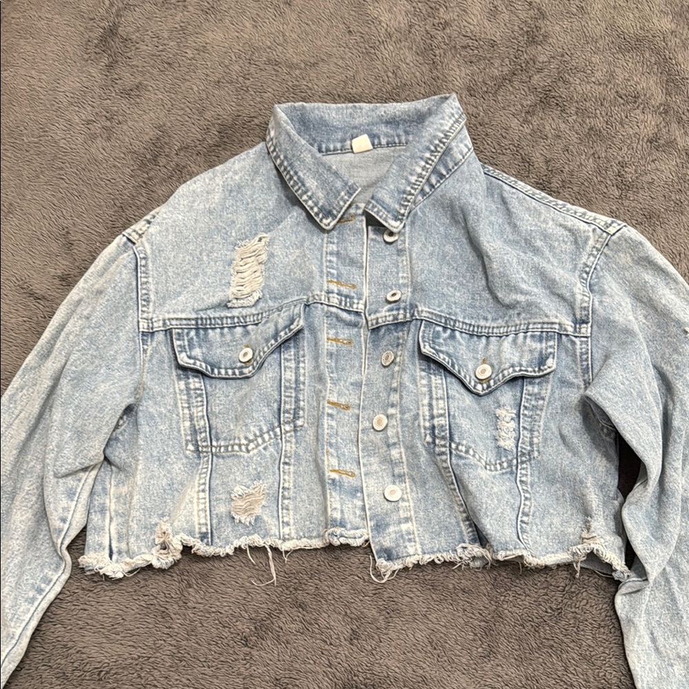 Distressed Light Blue Denim Jacket
